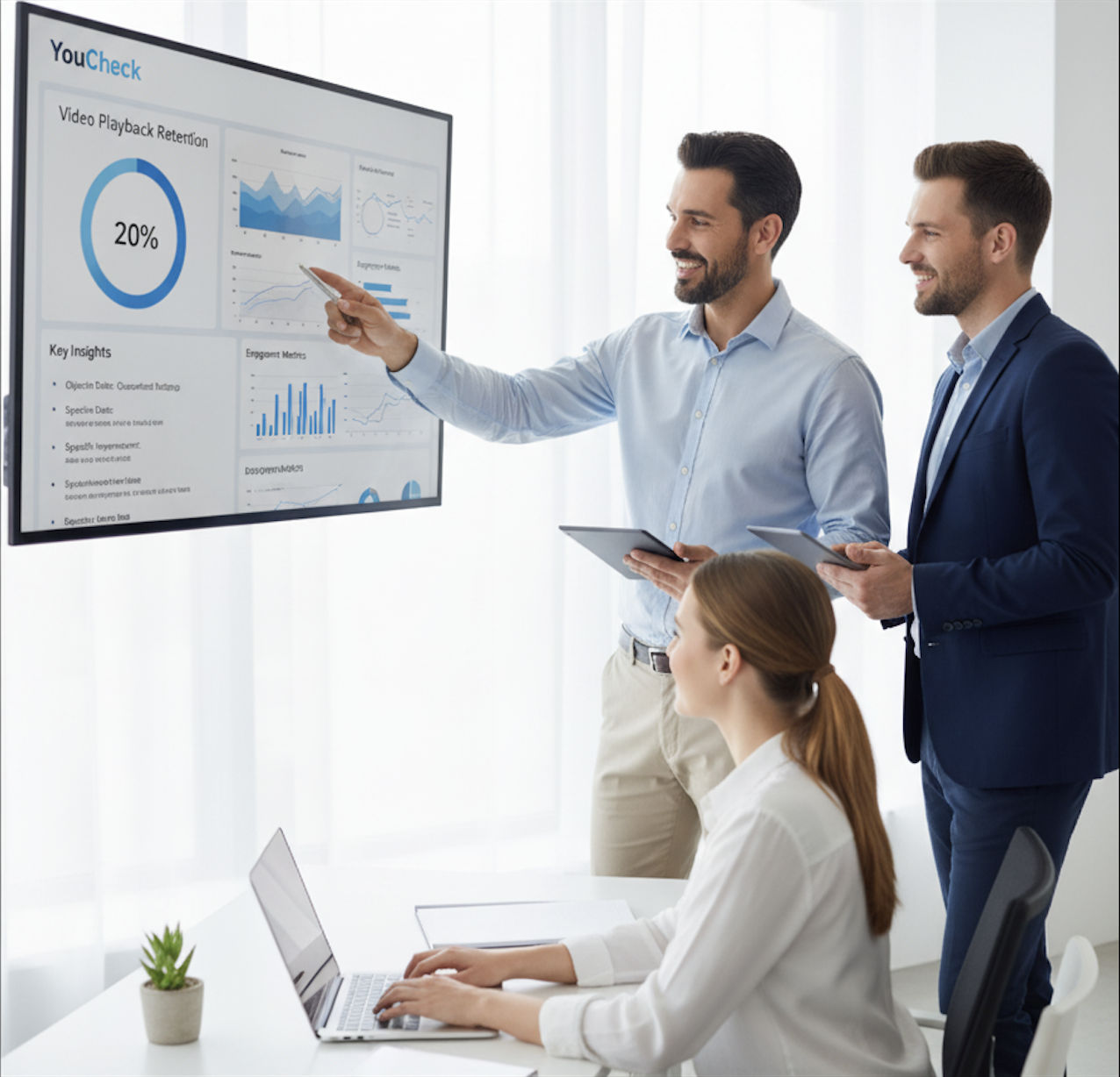 ダッシュボード画面やデータ分析している様子