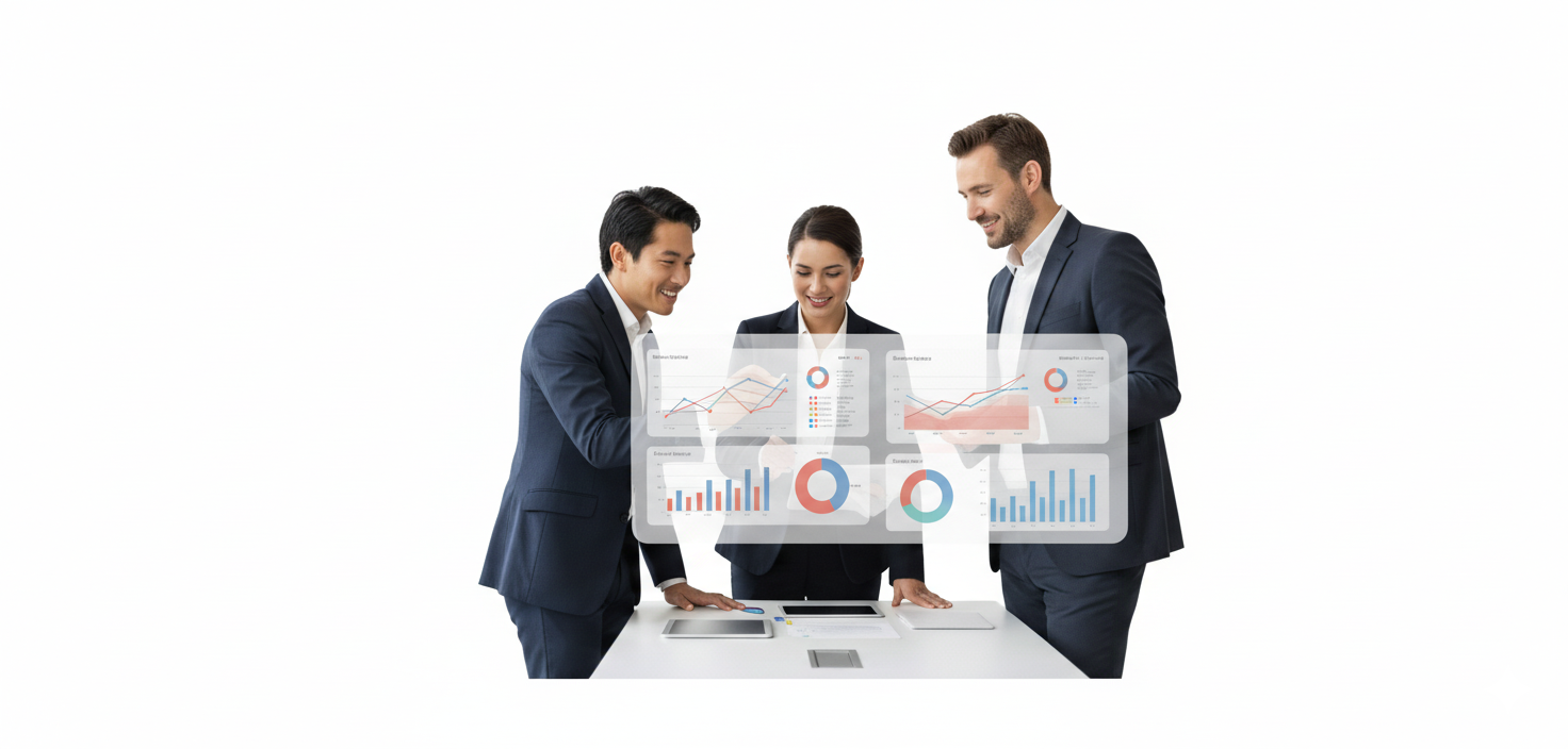 グラフを見て分析している人